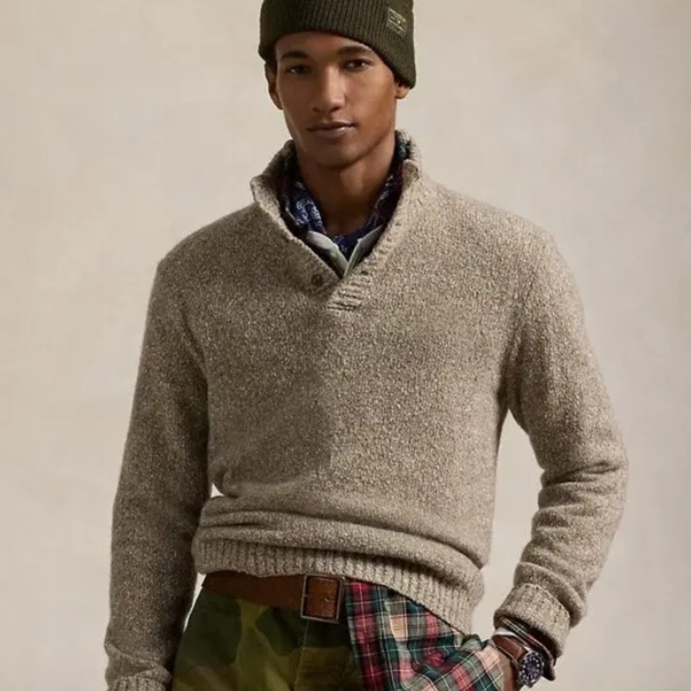 Ralph Lauren Speckled Wool-Blend Mockneck Sweater